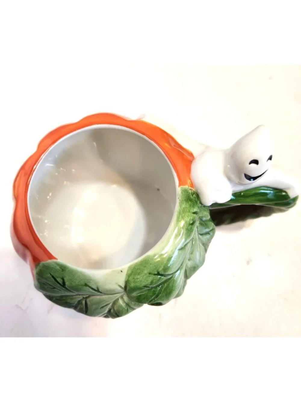 Fitz And Floyd Essentials Pumpkin Mug With Ghost Handle Ceramic Halloween Decor